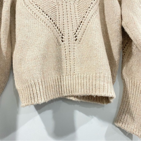 Ophelia Roe Sweater Women's M Beige Turtleneck Cable Knit Cozy Soft Cropped NWT - Picture 5 of 15